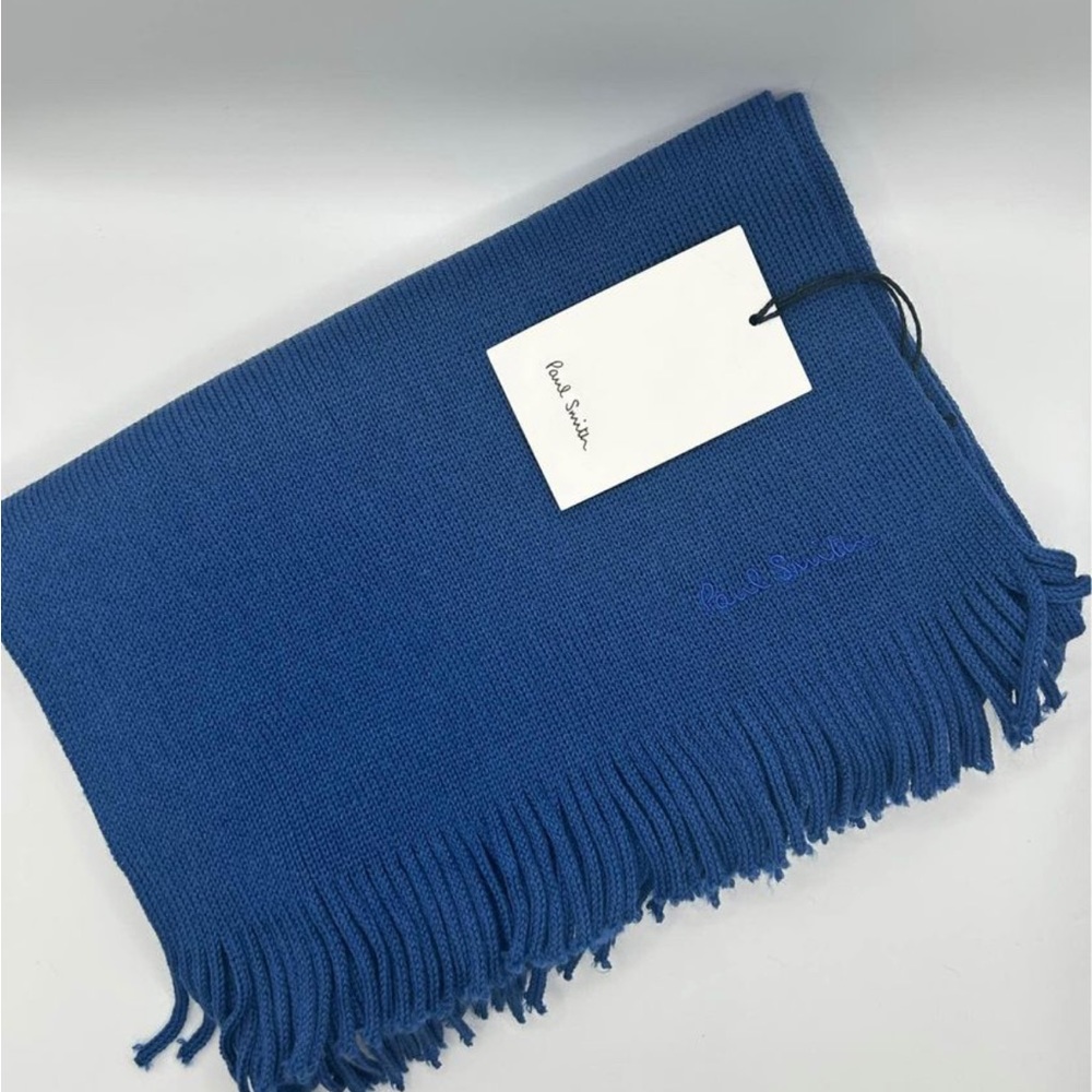 Paul Smith Blue Fringed Scarf